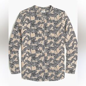 J. Crew Band Collar Button Up In Animal Print For Women Blouse Size: L
